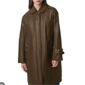 Bernardo Oversize Waxed Cotton Twill Coat in Olive NWOT Size XS